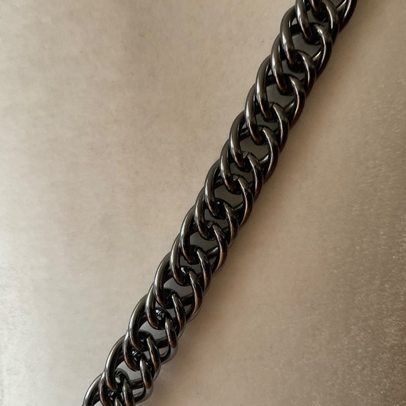 ASH Dark Taupe Leather Suede Boho Crossbody Chunky Metal Strap Bag - Picture 15 of 16